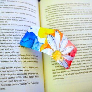 Handmade Colorful Magnetic Bookmark, read, book, watercolor, flower, tab, gift